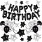 55PCS Happy Birthday Balloon Set – Black Foil Letter Banner with 35 Star Balloons, 20 Latex Balloons & 6 Hanging Swirls for Women, Men, Boys & Girls Party Decorations (Black) 7 x 6 x 0.1 inches